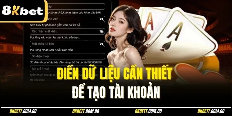 Điền dữ liệu cần thiết để tạo tài khoản